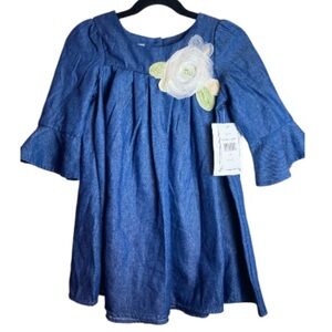 Marnellata Denim Dress with Floral Accent NWT size 4T